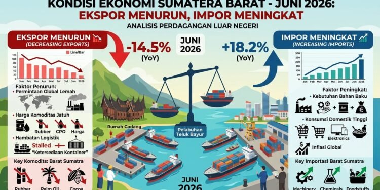 Perkembangan Nilai Ekspor dan Impor Sumatera Barat, Juni 2026.